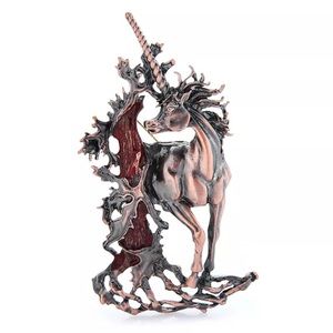 LARGE BRONZE VINTAGE UNICORN PIN / BROOCH